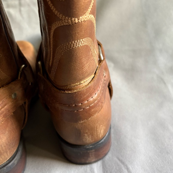 Lucky Boots Brown Leather Metal Ring Harness Western Cowboy Boots - Picture 10 of 14